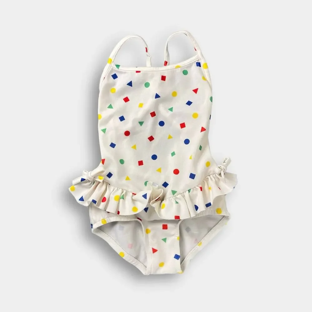 Vintage Colorforms Kids Ruffle Polka Dot Bathing Suit 24 Months USA